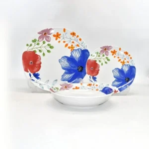 colored flowers plates set