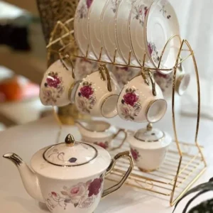 rose design tea and coffee set