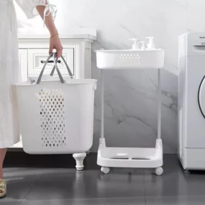 plastic hamper laundry basket white