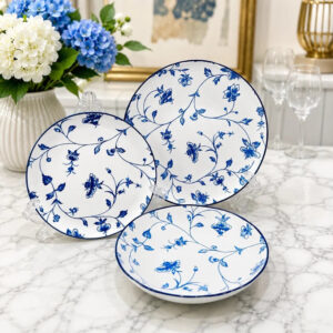 blue floral plate set